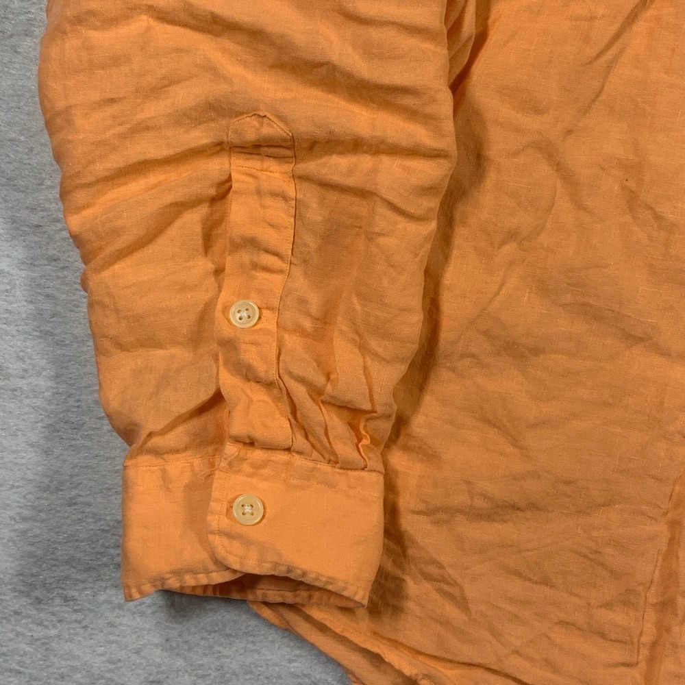 Polo Ralph Lauren Shirt Mens XXL Orange 100% Linen Button Up Long Sleeve Pockets - Picture 5 of 10
